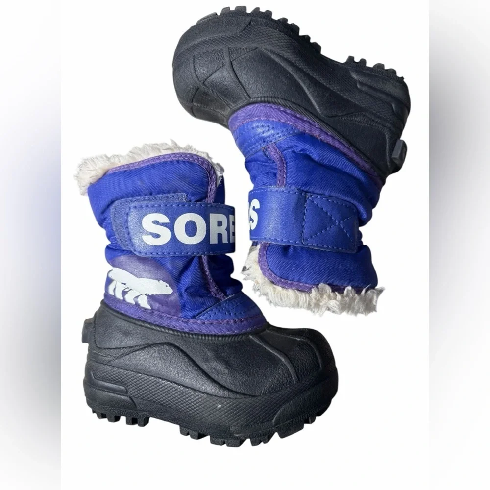 Sorel toddler Snow Commander Kids Snow Boot black and blue US 6